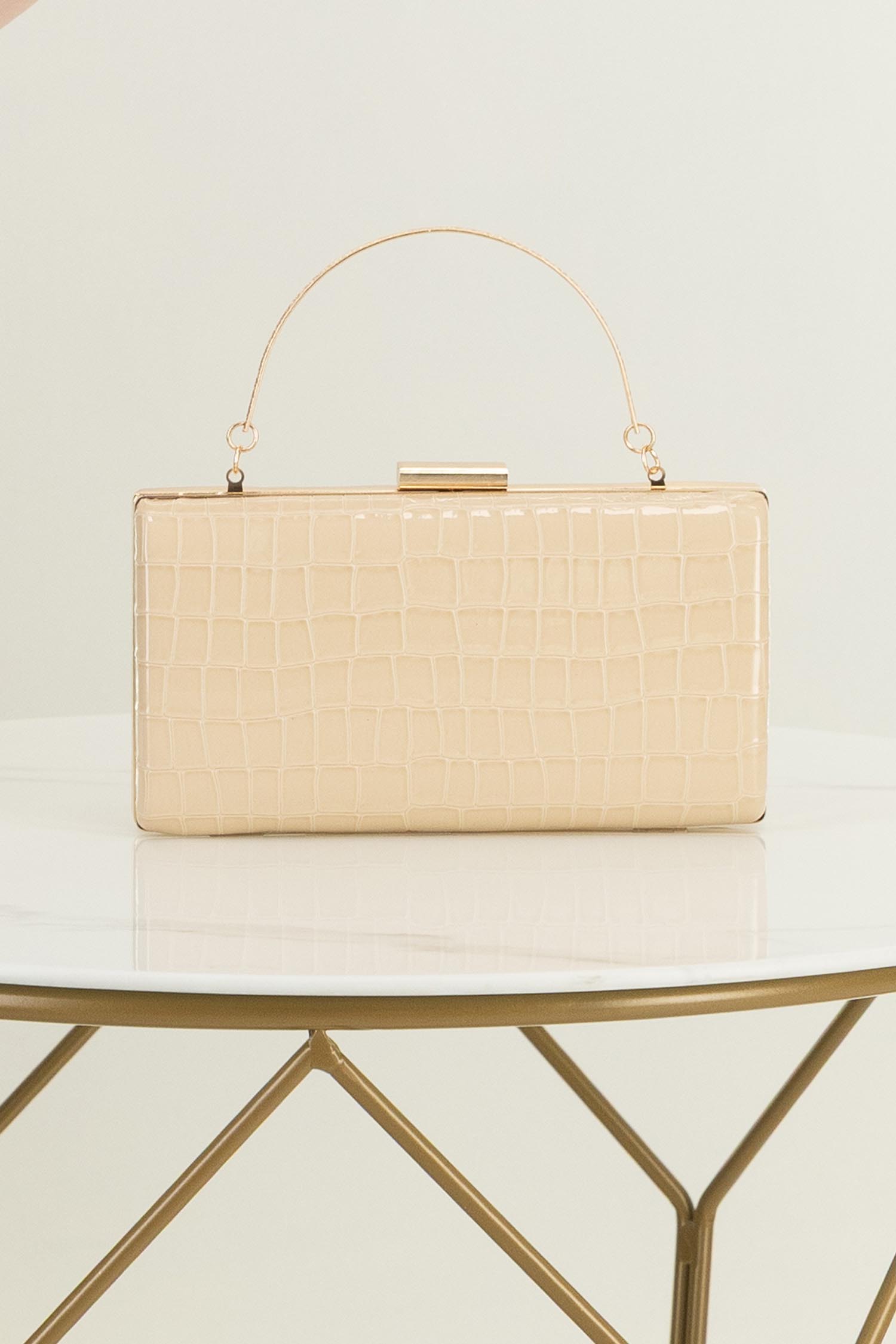 Geanta dama tip clutch din piele ecologica bej 1 - StarShinerS.ro
