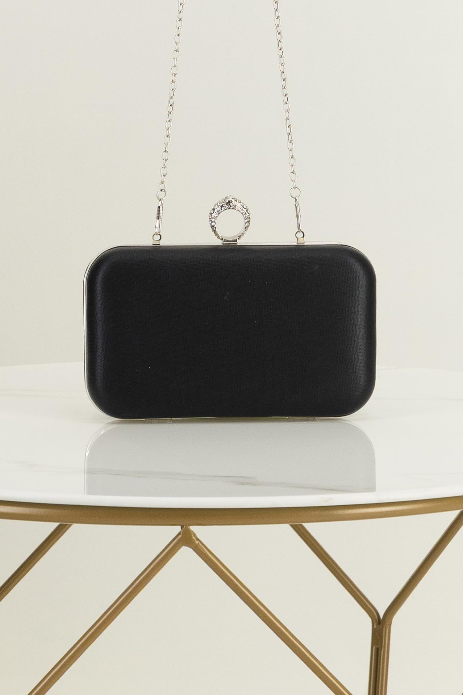 Geanta Dama tip clutch negru cu sclipici fin si maner detasabil 1 - StarShinerS.ro