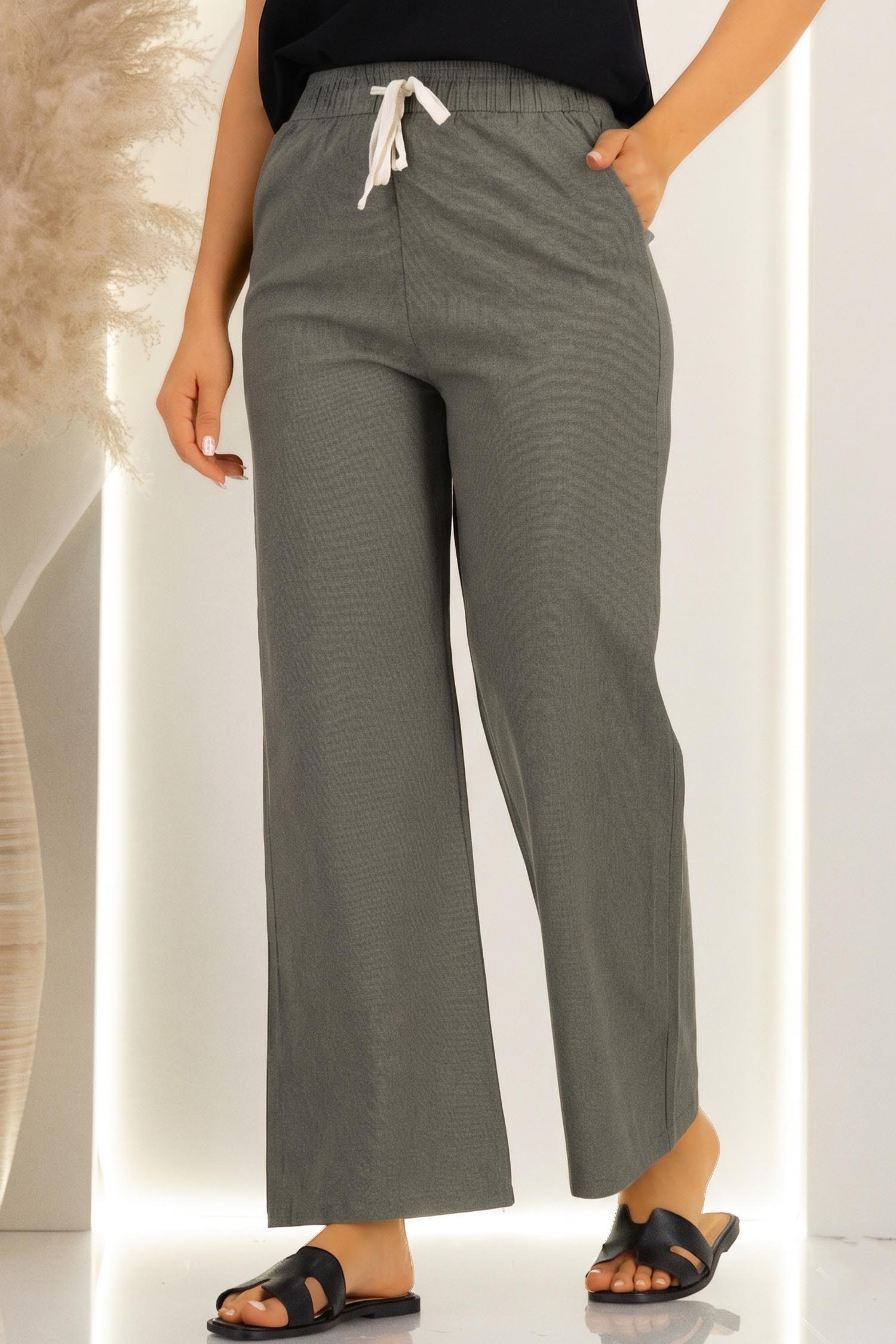 Pantaloni din bumbac kaki cu un croi drept si buzunare laterale 1 - StarShinerS.ro