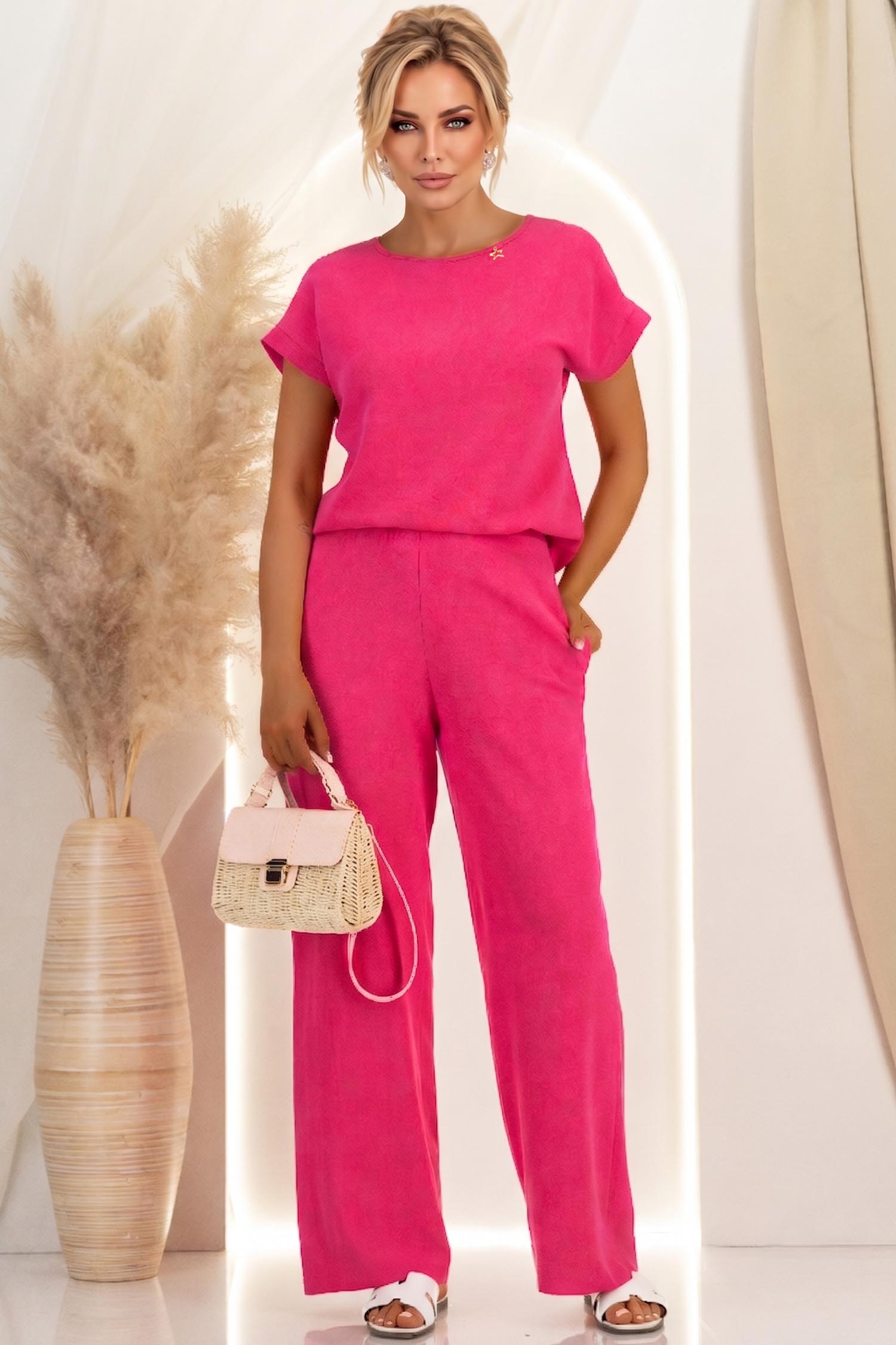 Pantaloni din viscoza si in fuchsia lungi cu buzunare- StarShinerS 1 - StarShinerS.ro