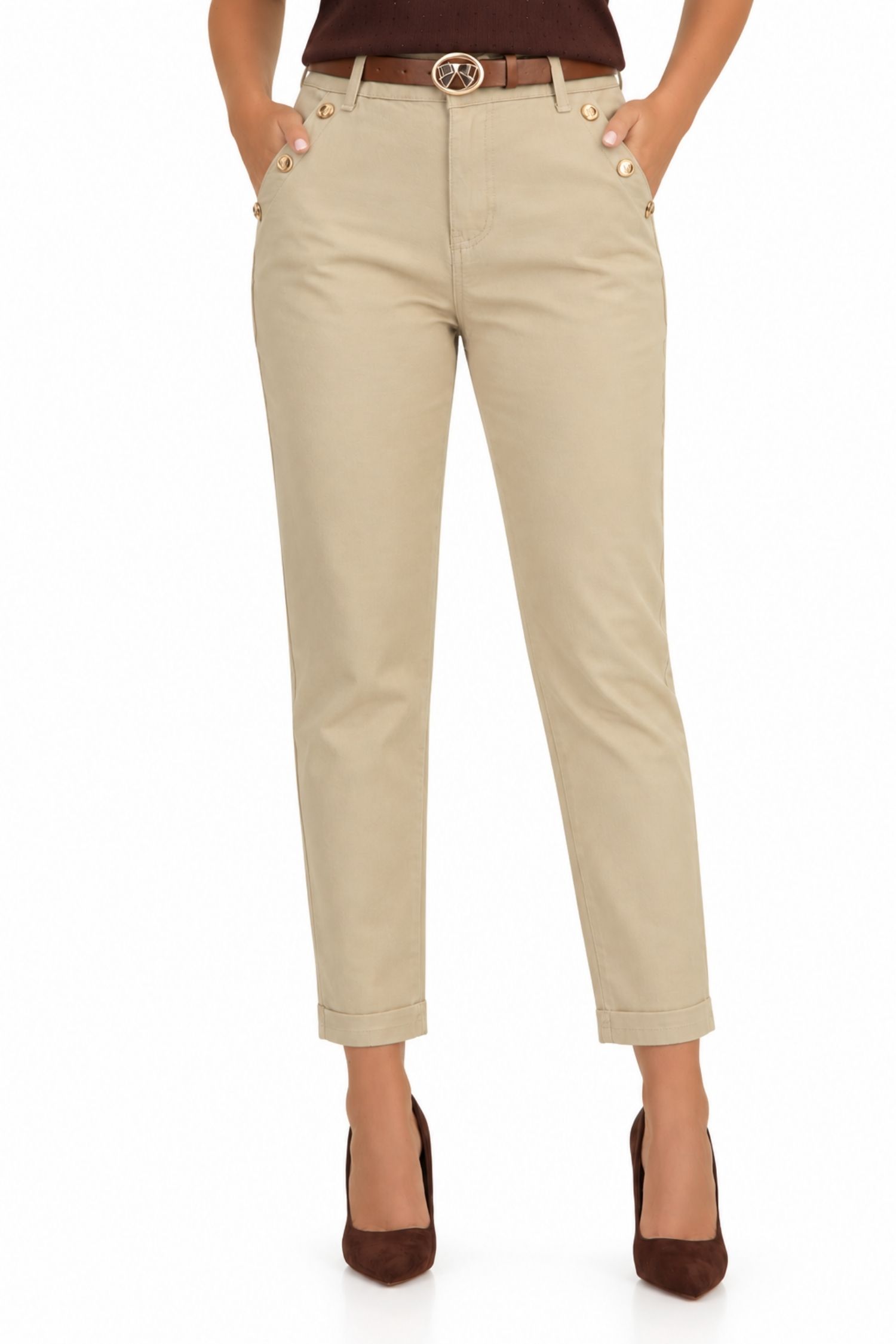 Blugi nude din denim lung skinny 1 - StarShinerS.ro