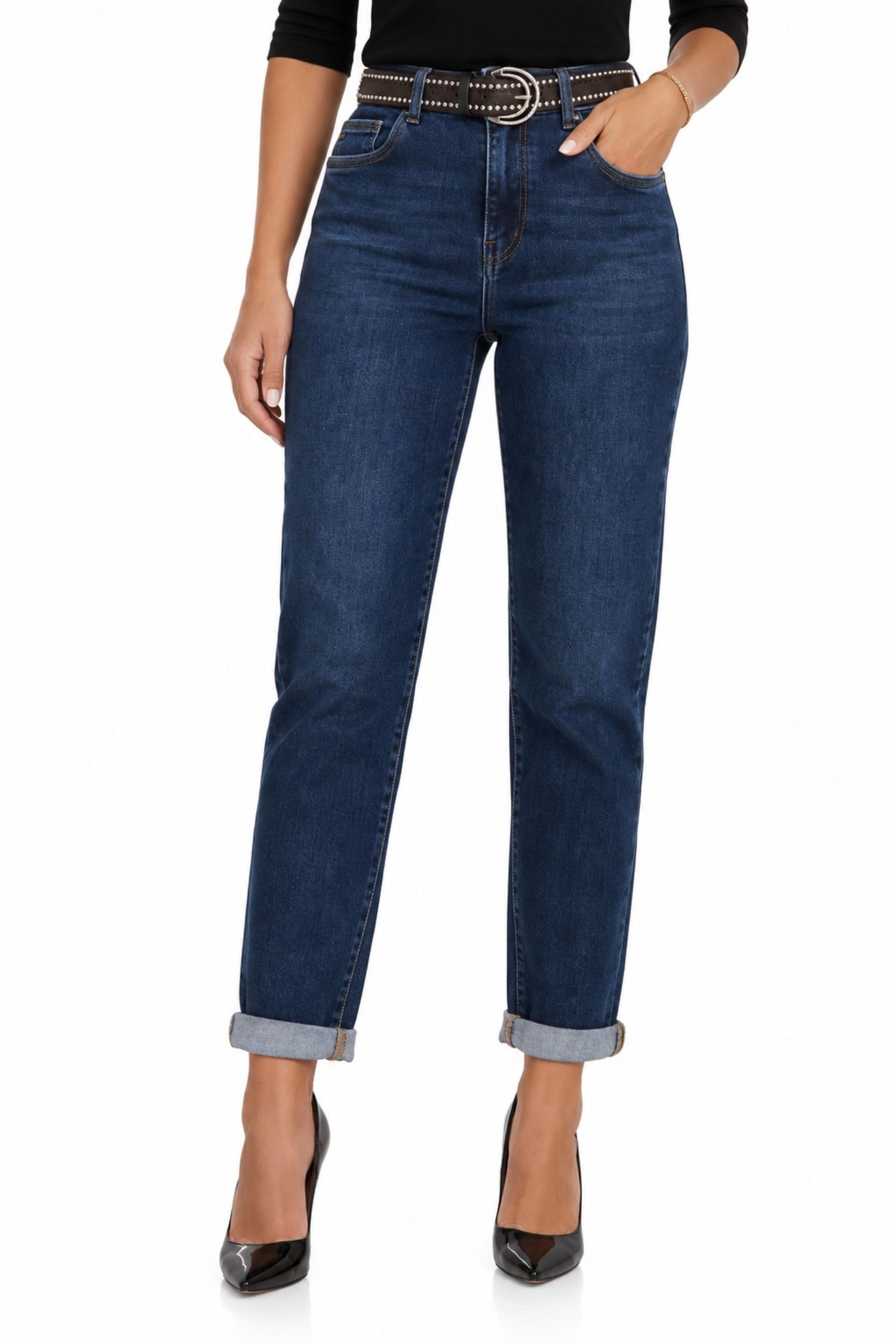 Blugi albastru din denim lung skinny 1 - StarShinerS.ro