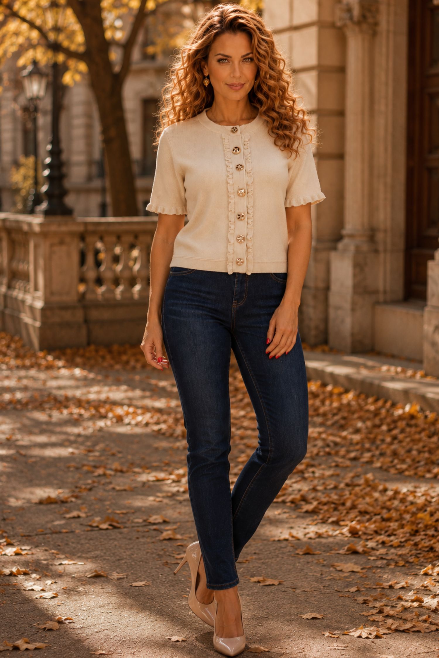 Blugi albastri skinny cu accesoriu tip curea 1 - StarShinerS.ro