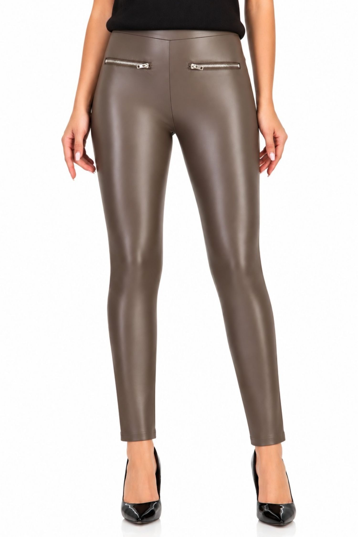 Szürke műbőr leggings fém díszítőelemmel 1 - StarShinerS.hu