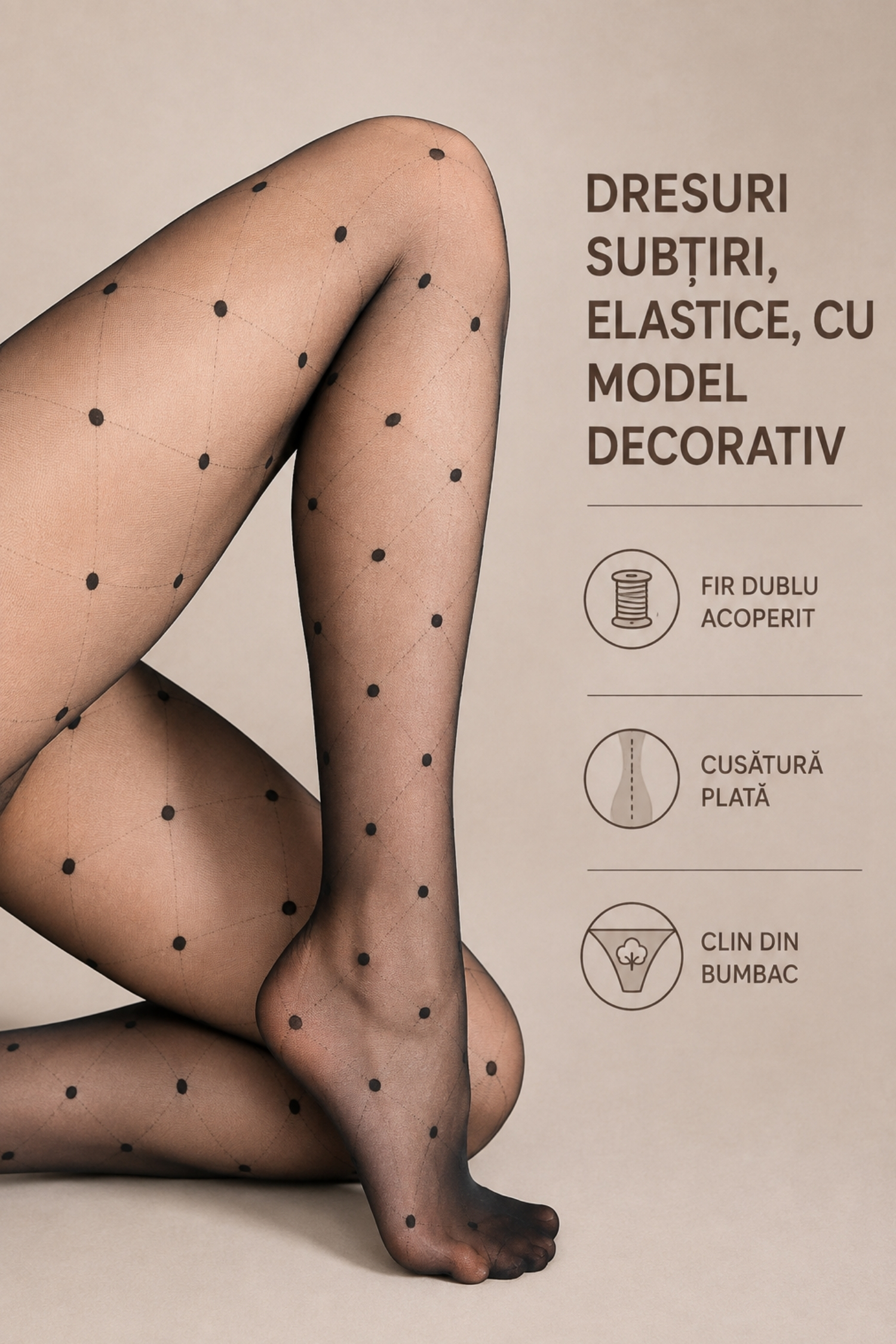 Dres dama negru subtire cu model decorativ 1 - StarShinerS.ro
