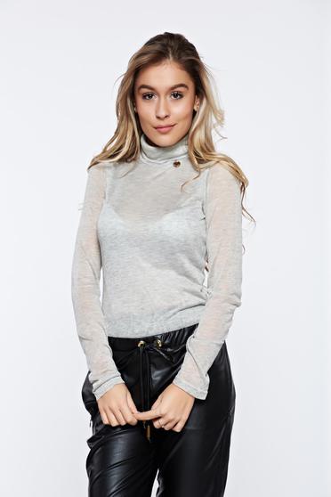 PrettyGirl grey with turtle neck body with tented cut