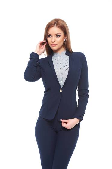 Fofy darkblue jacket office tented nonelastic fabric with inside lining