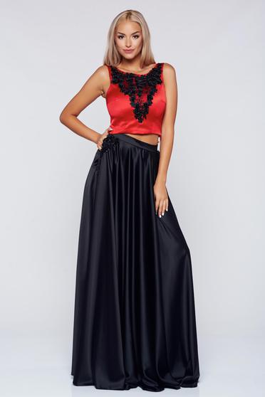 LaDonna red set occasional with satin fabric texture with pockets