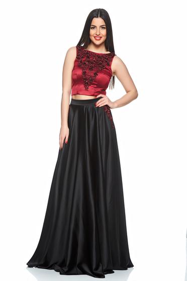LaDonna burgundy set occasional with satin fabric texture with pockets