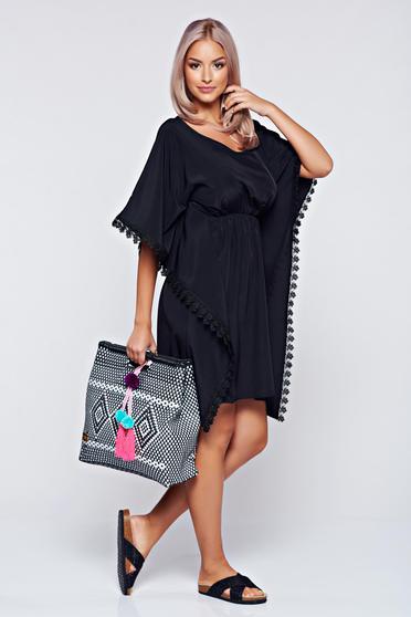 StarShinerS black beach wear flared elastic waist dress