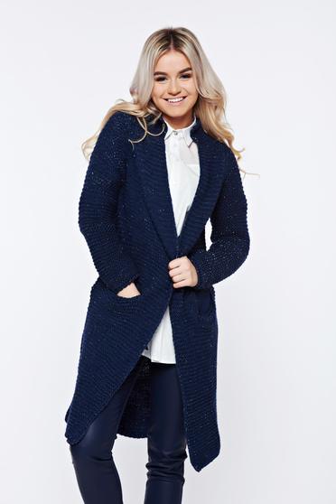 Cardigan Top Secret darkblue basic from knitted fabric