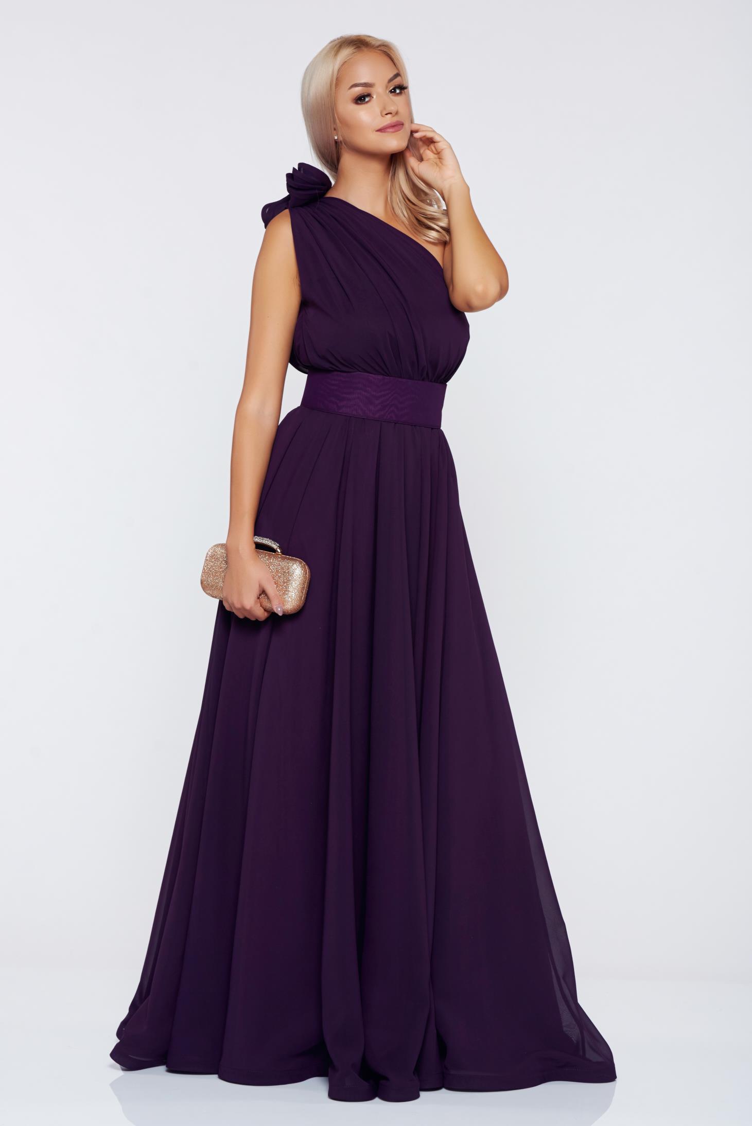 Occasional Ana Radu purple voile fabric one shoulder dress 1 - StarShinerS.com