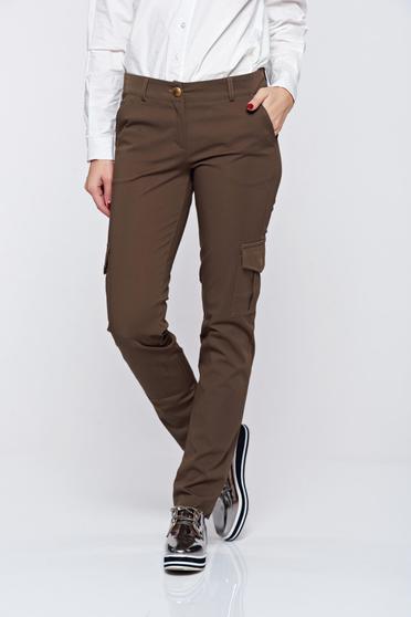 PrettyGirl casual conical with medium waist with pockets darkgreen trousers
