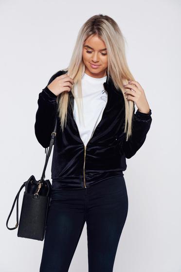 PrettyGirl black casual velvet jacket with inside lining