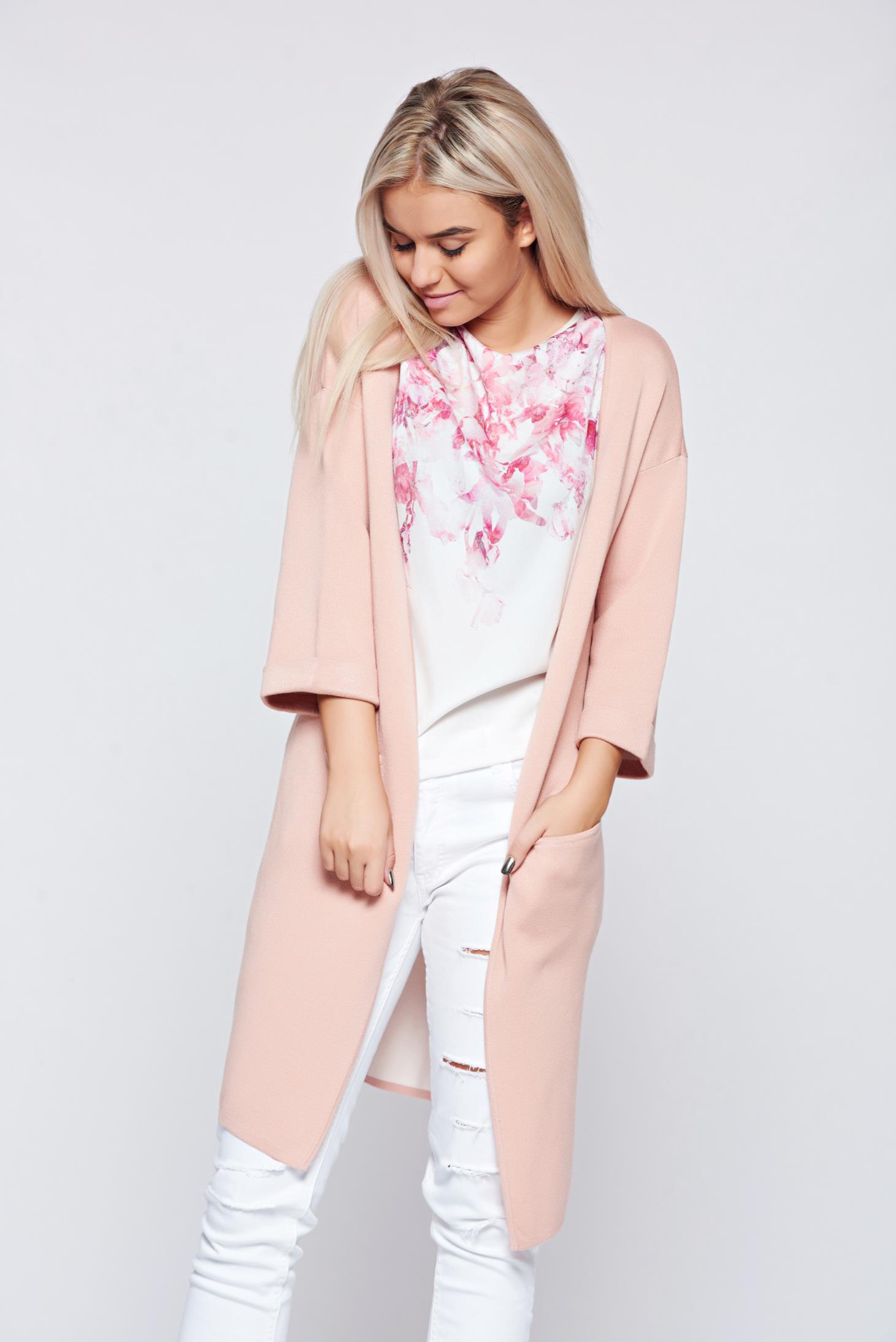 Cardigan Top Secret piersica cu croi larg cu buzunare