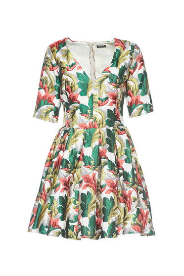 Artista green dress from jacquard elegant with inside lining with v-neckline