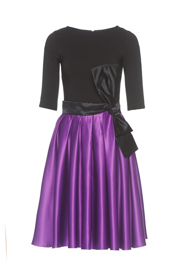 Artista purple occasional cloche dress from satin fabric texture