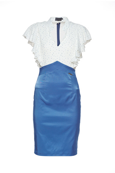 PrettyGirl elegant blue dress with v-neckline