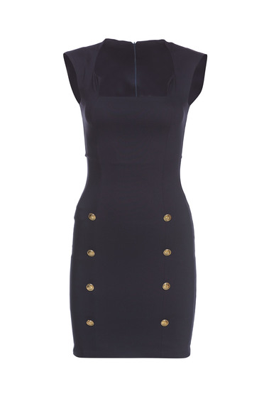 Fofy daily darkblue dress with button accessories