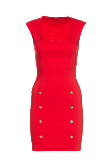 Fofy daily red dress button accessories