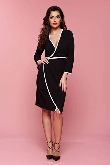 PrettyGirl black wrap around dress 3/4 sleeves