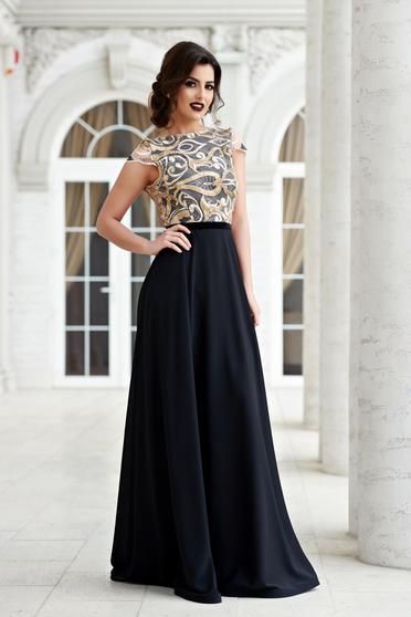 StarShinerS black laced evening bareback dress