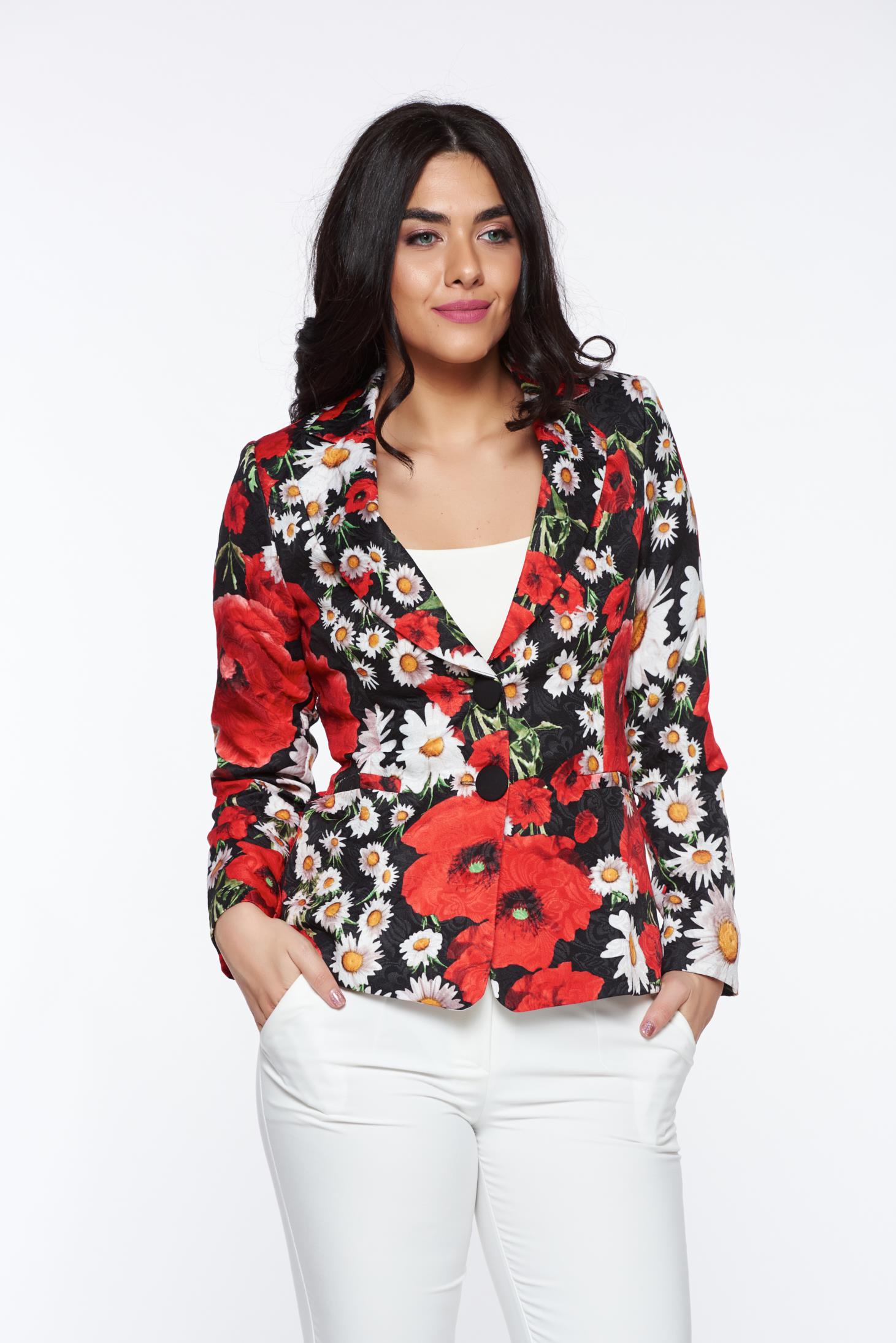 Artista black tented jacket with floral print 1 - StarShinerS.com