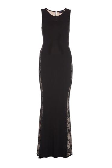 PrettyGirl black long evening dresses mermaid dress laced fabric