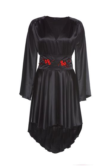 PrettyGirl black elegant asymmetrical dress bell sleeve