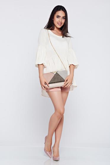 PrettyGirl nude casual women`s blouse with easy cut and bell sleeve