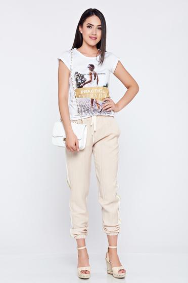 Nude PrettyGirl casual trousers with pockets vertical stripes