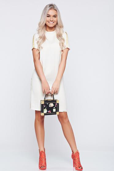 Flared PrettyGirl nude casual dress with short sleeve