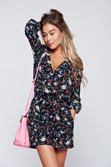 PrettyGirl black airy fabric jumpsuit elastic waist