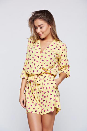 PrettyGirl yellow airy fabric jumpsuit elastic waist