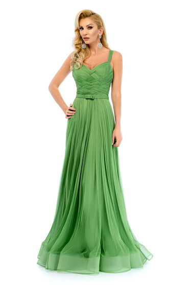 Ana Radu green evening dresses dress with braces accessorized with tied waistband