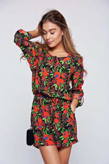 PrettyGirl red airy fabric jumpsuit with pockets