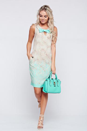 Fofy elegant lightgreen sleeveless dress with bow accessory