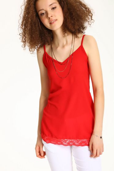 Top Secret red casual top shirt with thin braces