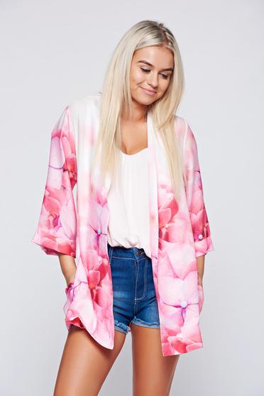 Festival look by PrettyGirl pink easy cut short jacket