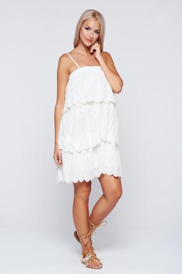 PrettyGirl nude airy fabric dress with ruffle details