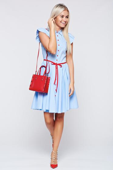 Fofy cloche lightblue dress with ruffled sleeves