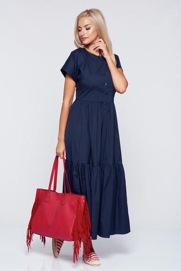 PrettyGirl casual cloche darkblue dress with elastic waist