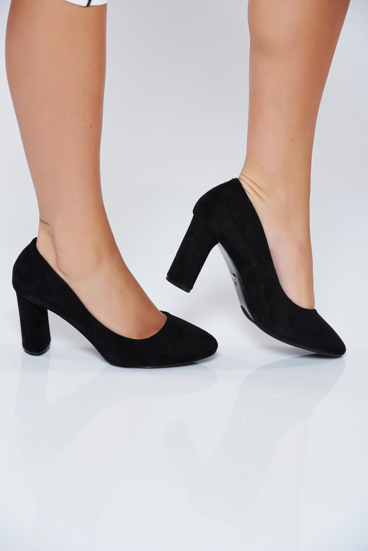 Pantofi negri office din piele ecologica cu toc inalt 1 - StarShinerS.ro