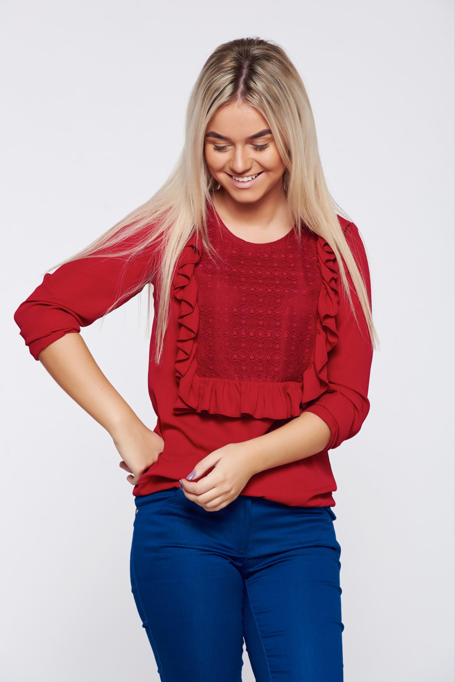 Bluza dama LaDonna visinie eleganta cu croi larg cu aplicatii de dantela