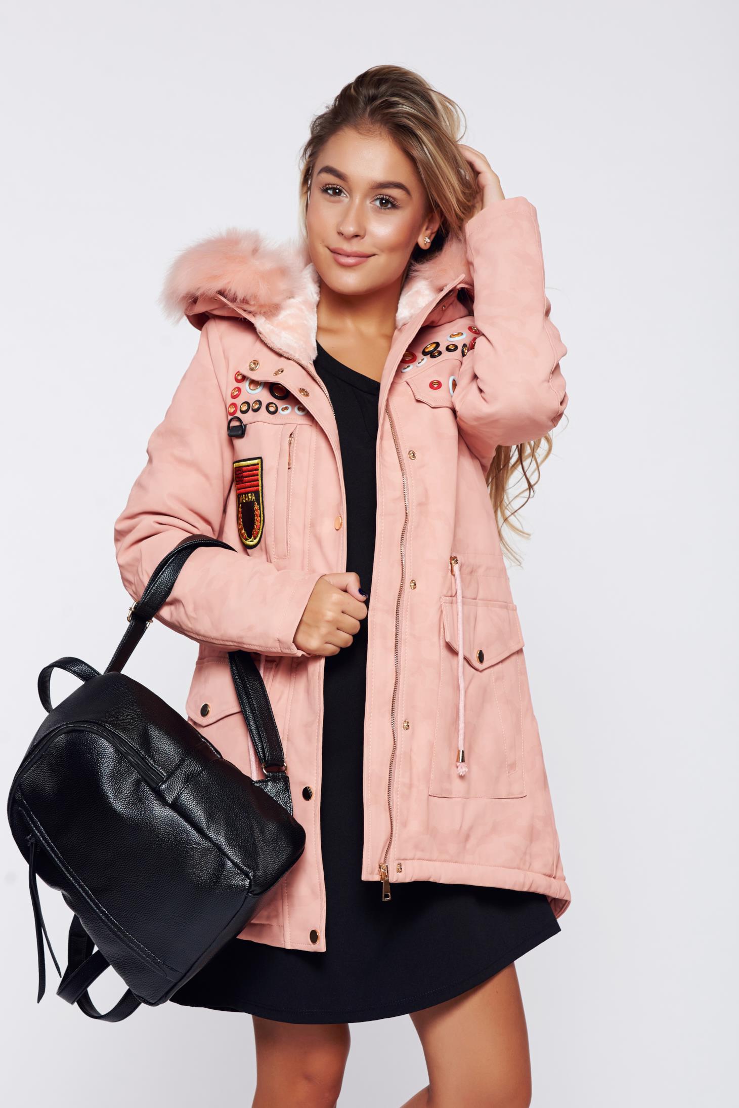 Pink fur 2024 lined jacket