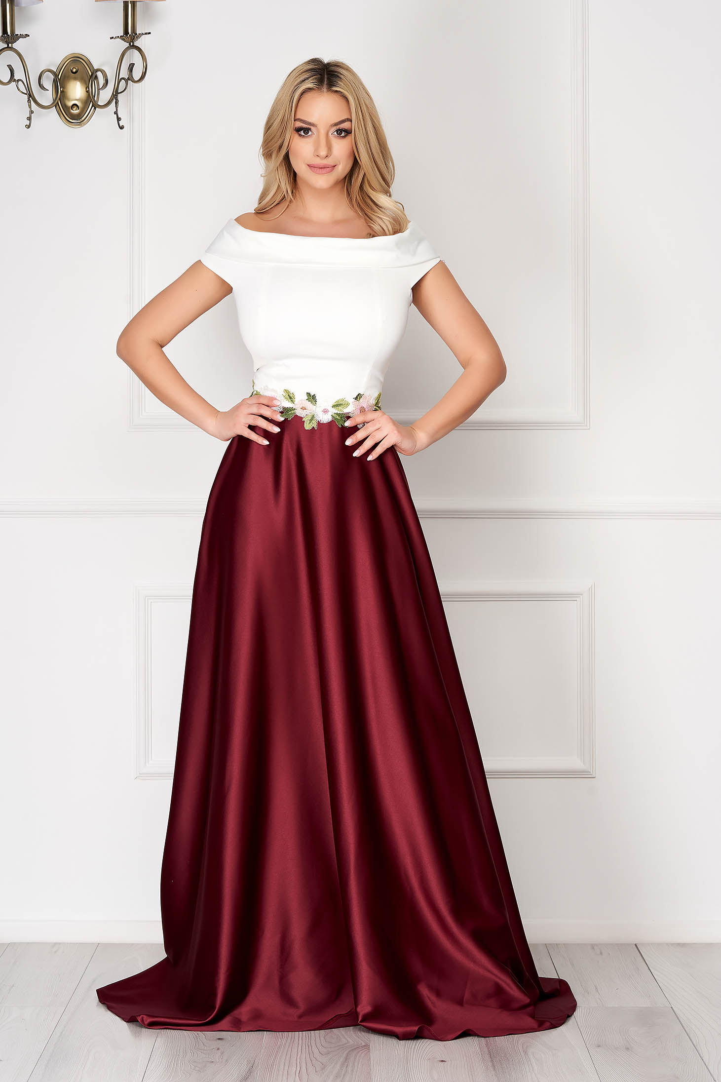 burgundy dress satin