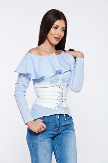 White ecological leather corset ribbon fastening