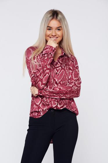 PrettyGirl casual flared burgundy long sleeve women`s shirt