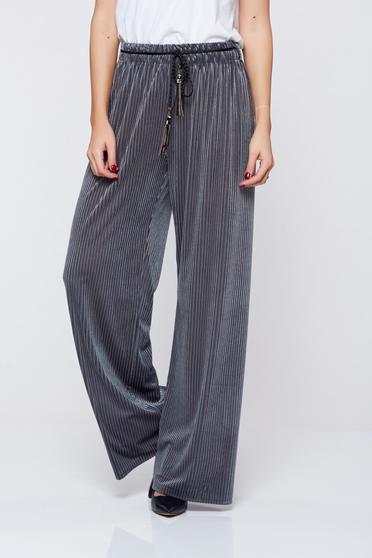 Easy cut grey casual trousers elastic waist