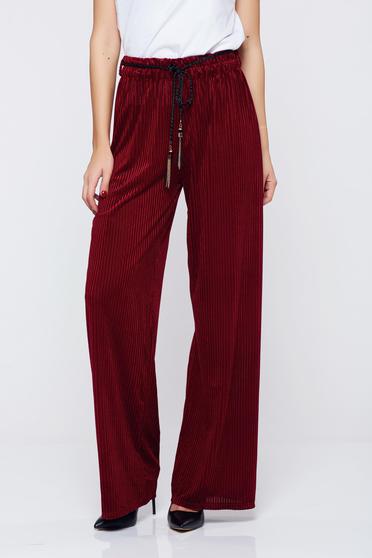 Easy cut burgundy casual trousers elastic waist